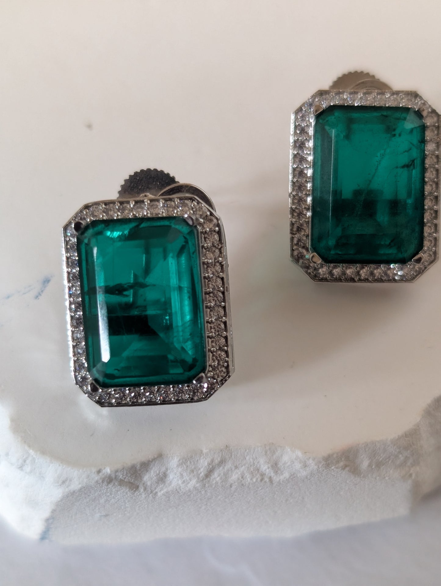 Vintage Emerald-Cut Statement Ring & Earrings