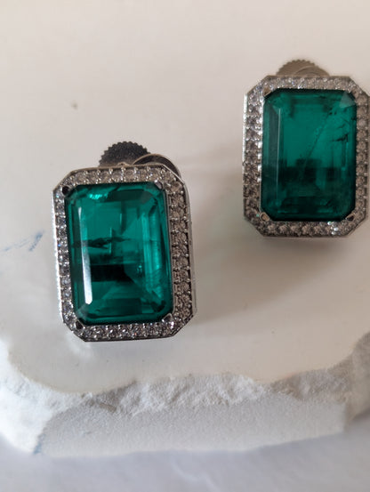 Vintage Emerald-Cut Statement Ring & Earrings