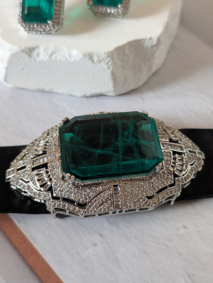 Vintage Emerald-Cut Statement Ring & Earrings