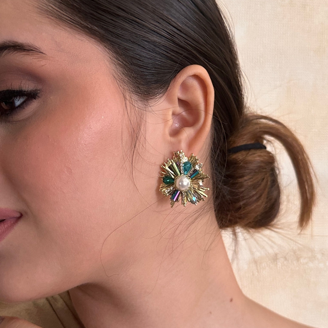 Iris Emerald Bloom Studs