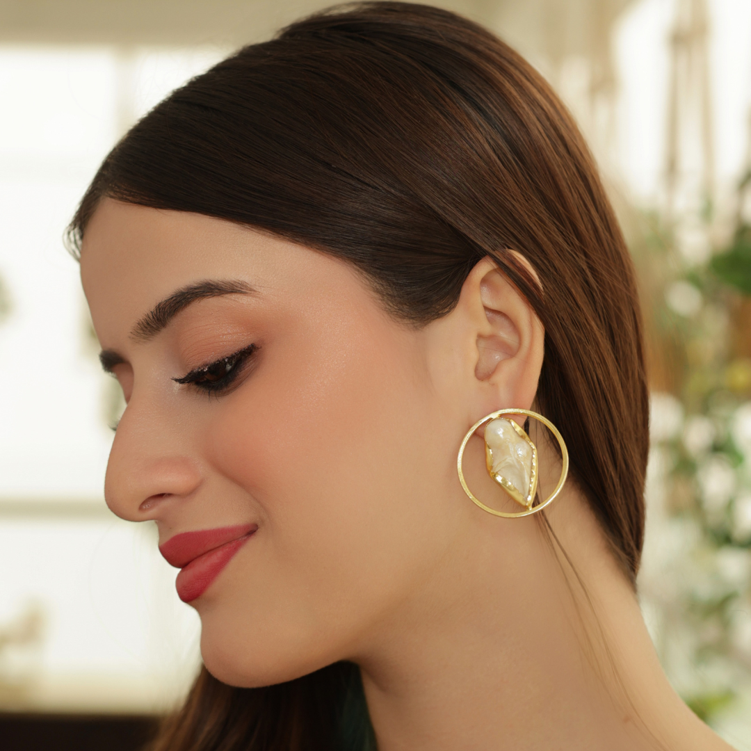 Cassidy Marble Golden Earrings - Midas Touch Jewelry