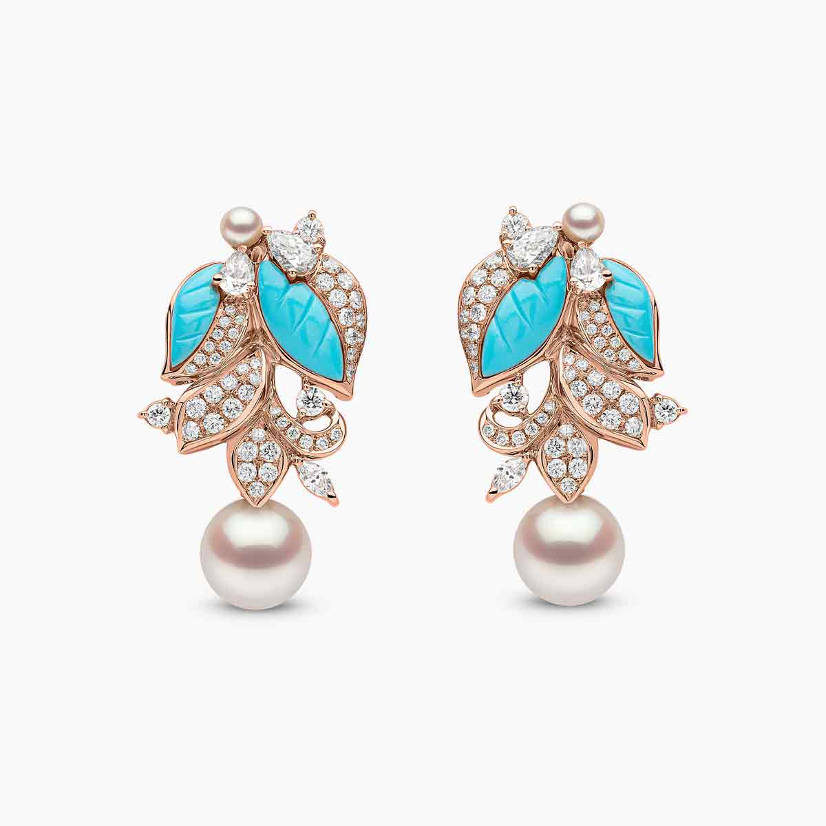 Turquoise & Pearl Set with Floral Accents