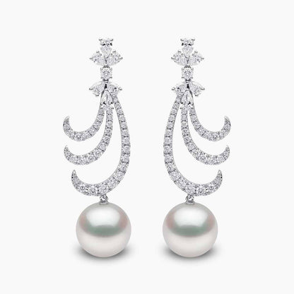 Radiant Pearl & Diamond Crescent Necklace Set