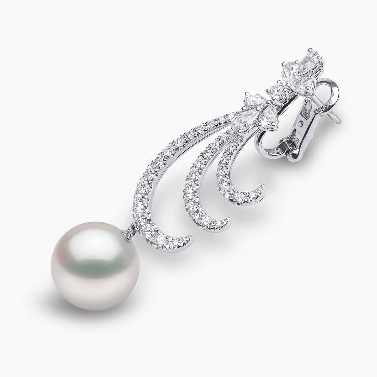 Radiant Pearl & Diamond Crescent Necklace Set