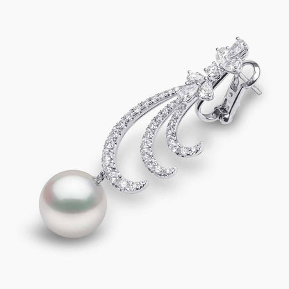 Radiant Pearl & Diamond Crescent Necklace Set