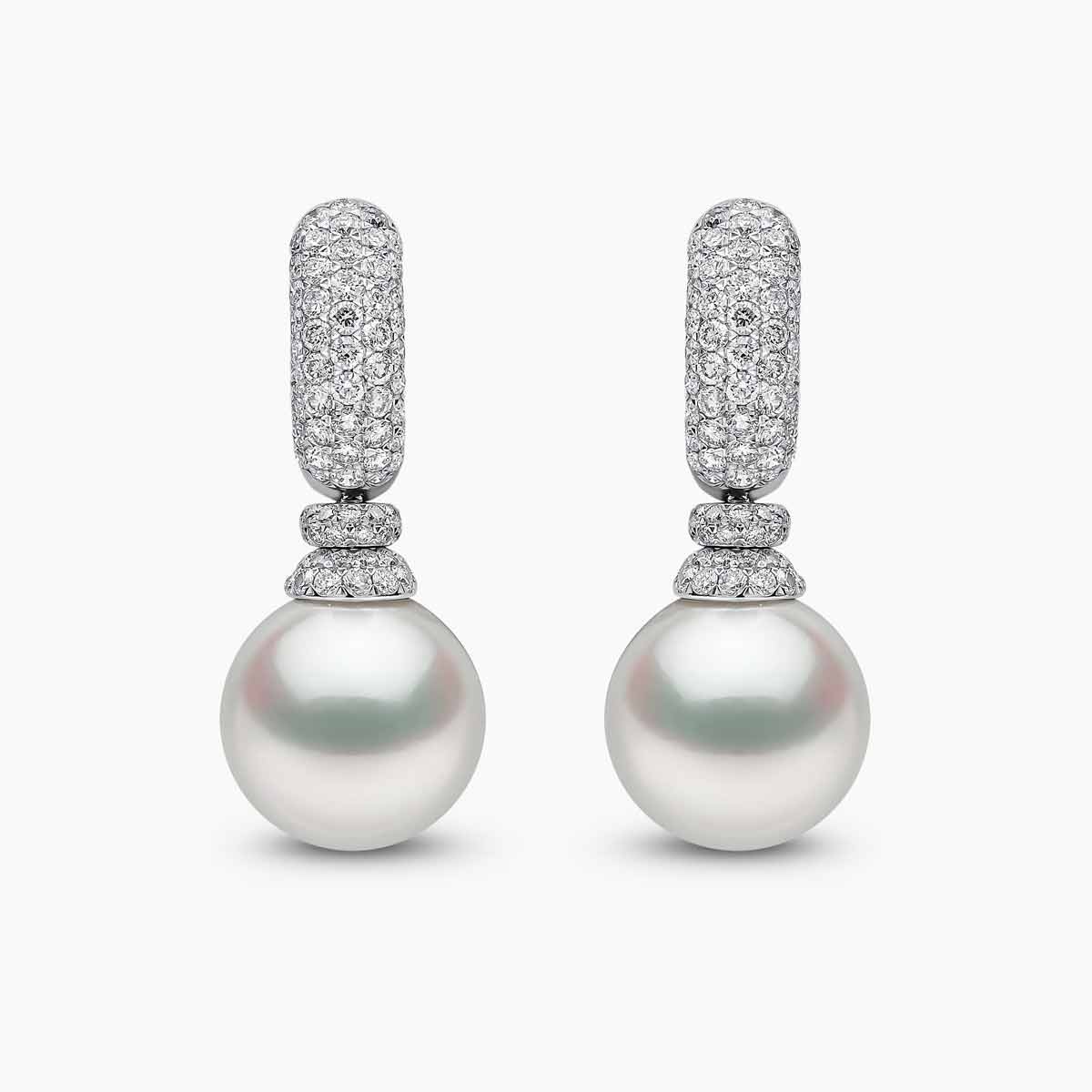 Triple-Strand Pearl Necklace Set with Diamond Accents