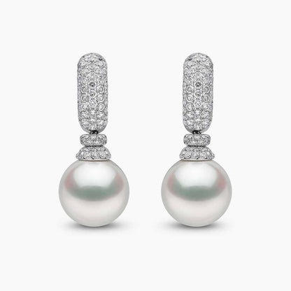 Triple-Strand Pearl Necklace Set with Diamond Accents