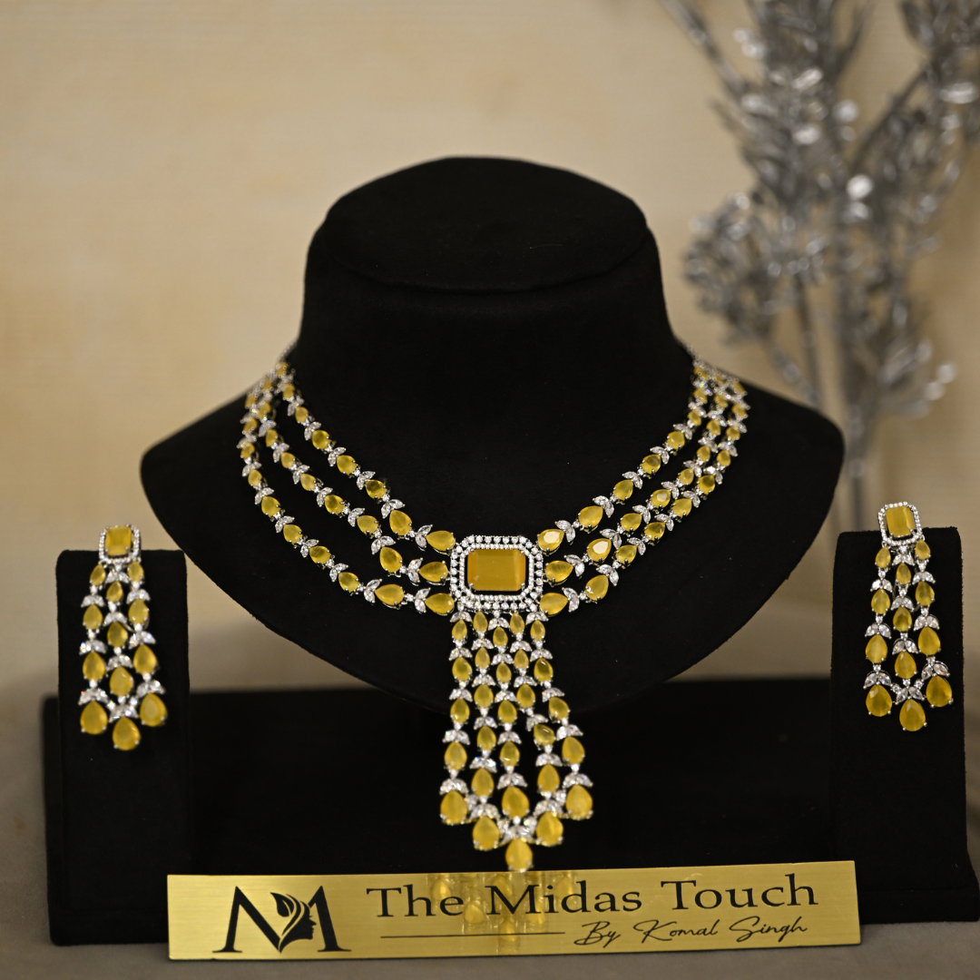 Zinaida Yellow stone necklace set - Midas Touch Jewelry