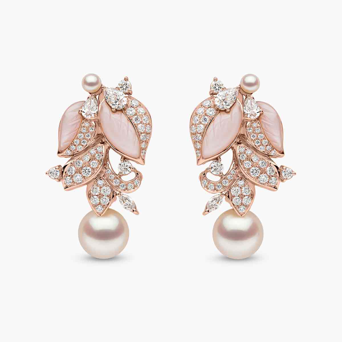 Rose Gold Floral Pearl Choker & Earrings Set