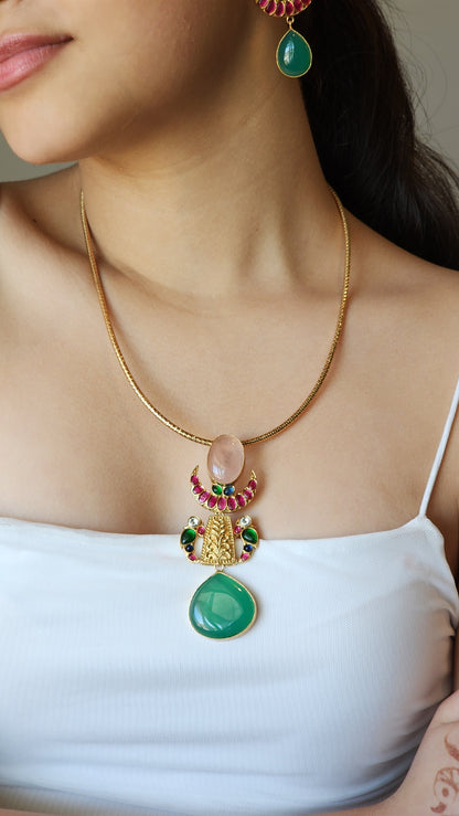 Maisie Green Meenakari Necklace