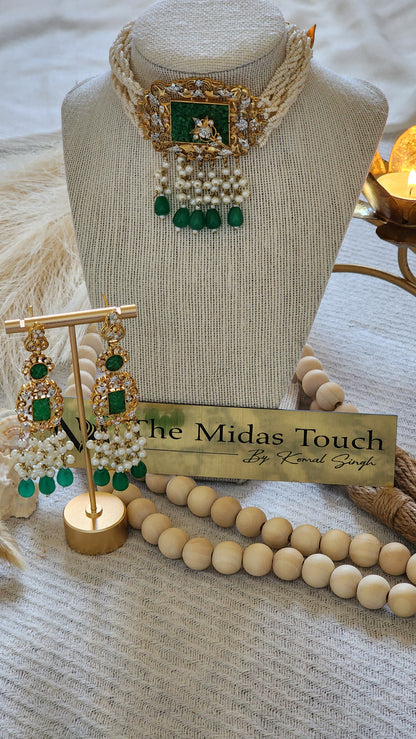 Anaya Pearl & Emerald Choker Set