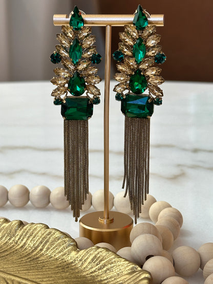 Emerald Radiance Golden Dangler Earrings