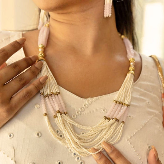 Elodie Pastel Pearl Necklace Set - Midas Touch Jewelry