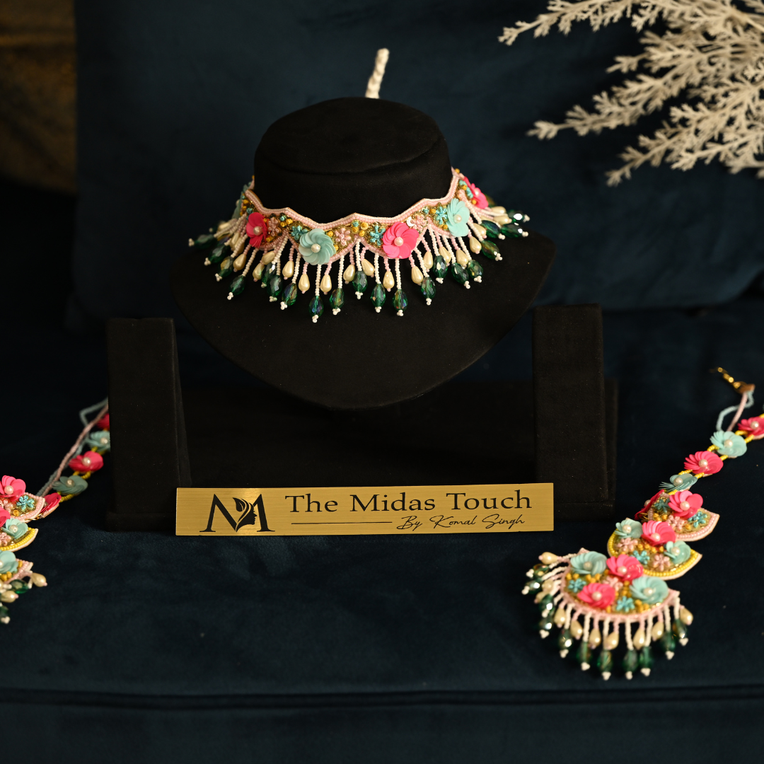 Artisanal Floral Drop Necklace Set - Midas Touch Jewelry