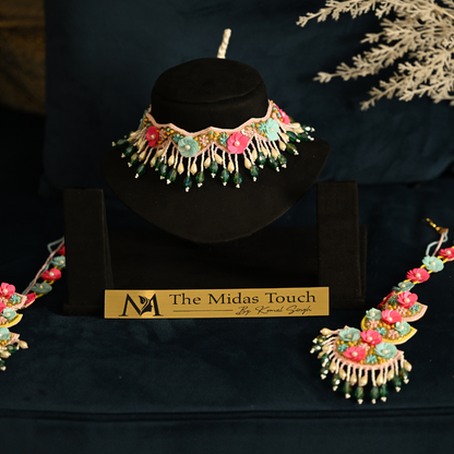 Artisanal Floral Drop Necklace Set - Midas Touch Jewelry