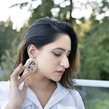 Gilded Semi Precious Stone Earrings - Midas Touch Jewelry