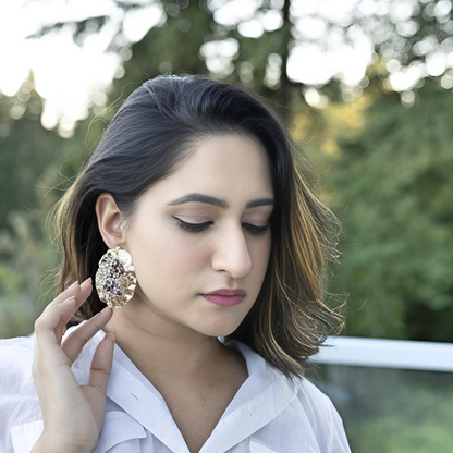 Gilded Semi Precious Stone Earrings - Midas Touch Jewelry