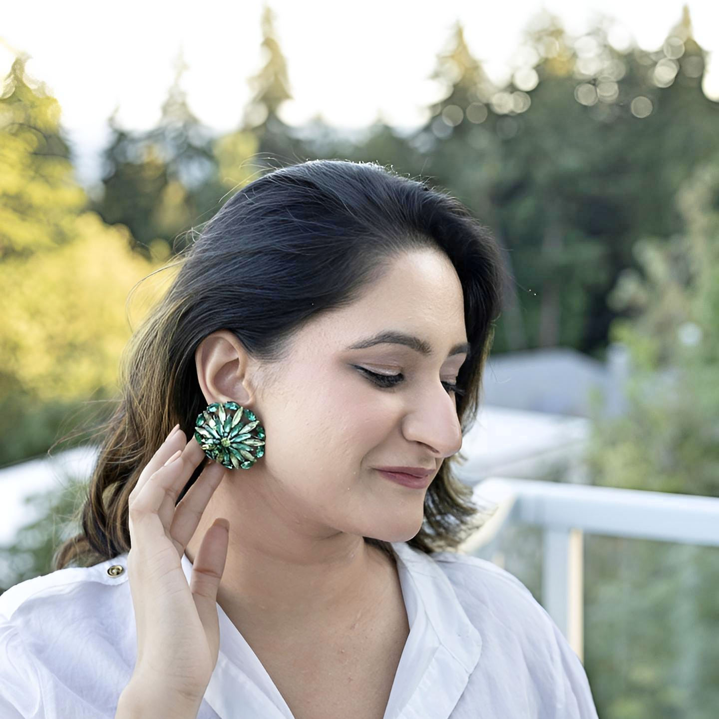 Barberry Gem stone green earrings - Midas Touch Jewelry