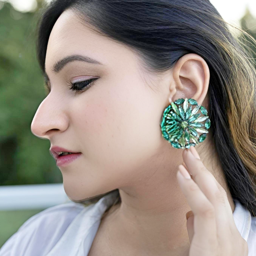 Barberry Gem stone green earrings - Midas Touch Jewelry