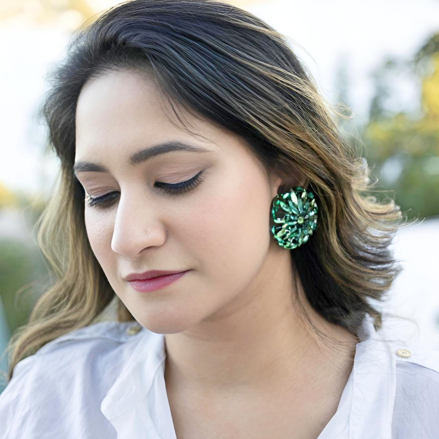 Barberry Gem stone green earrings - Midas Touch Jewelry