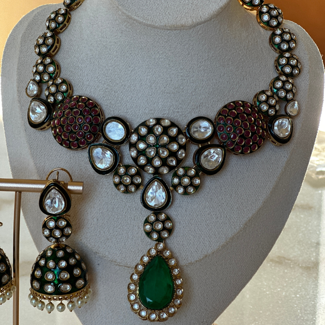 Celeni Victorian Emerald Necklace Set - Midas Touch Jewelry