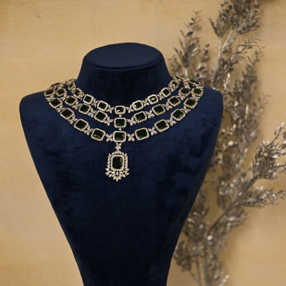 Quelle Emerald Faux Diamond Necklace Set - Midas Touch Jewelry