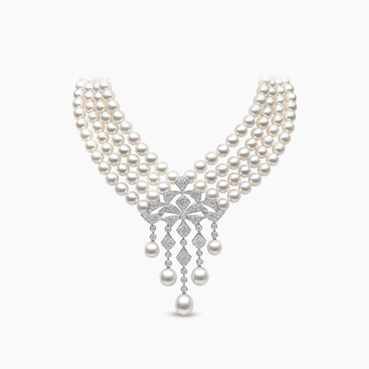 Regal Multi-Strand Pearl Necklace & Earrings Set