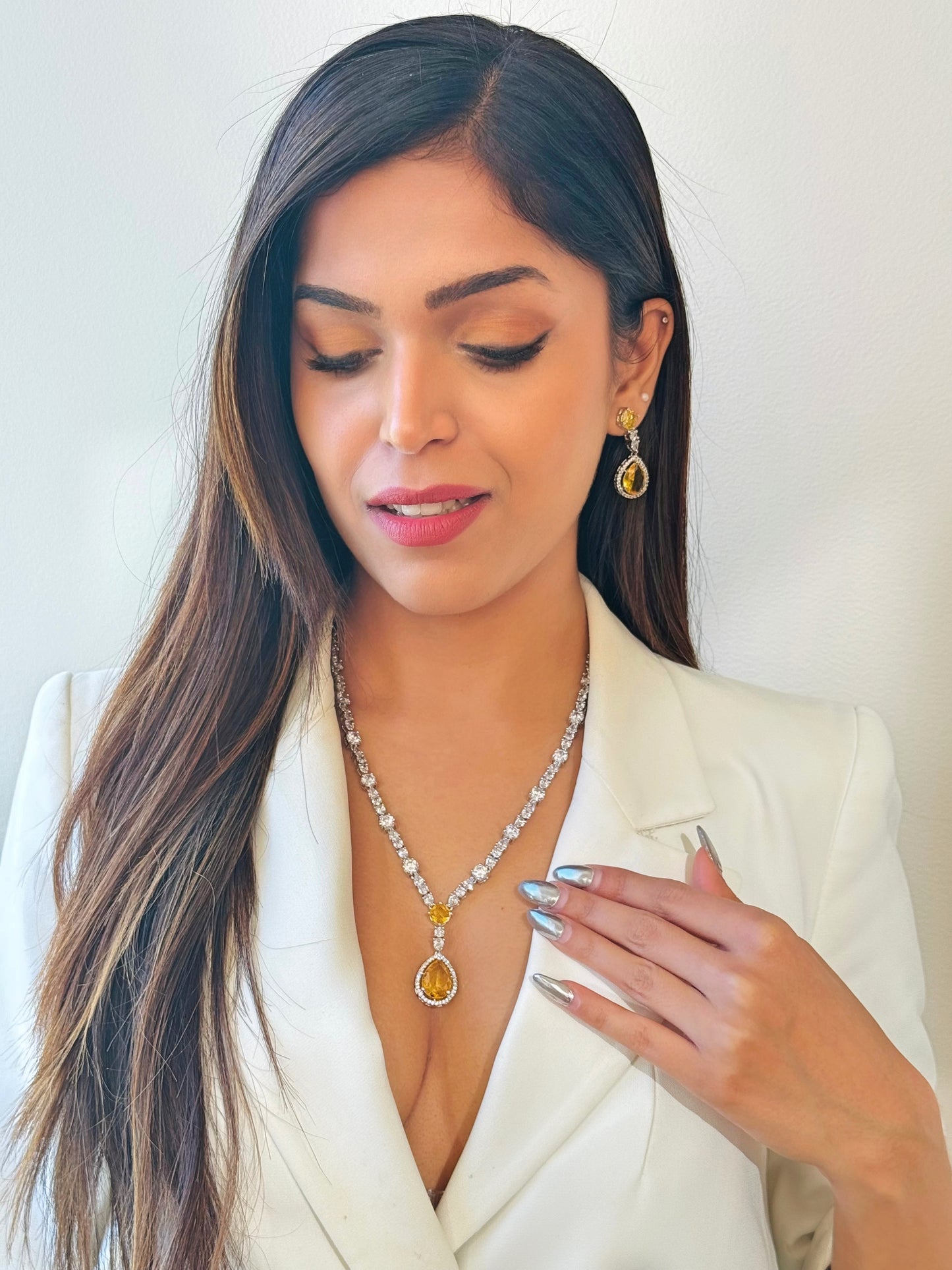 Sanya Citrine Drop Necklace Set