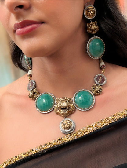 Majestic Lion Emblem Necklace Set