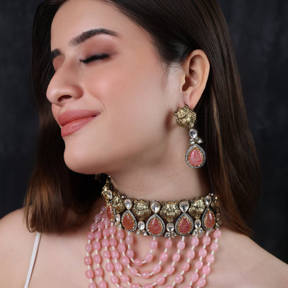 Desginer Insipired - Cleopatra Pink Statement Necklace - Midas Touch Jewelry