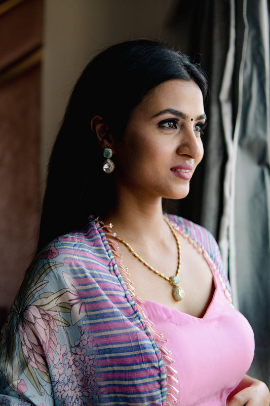 Lakshmi Pearl Gold Thread Necklace Set