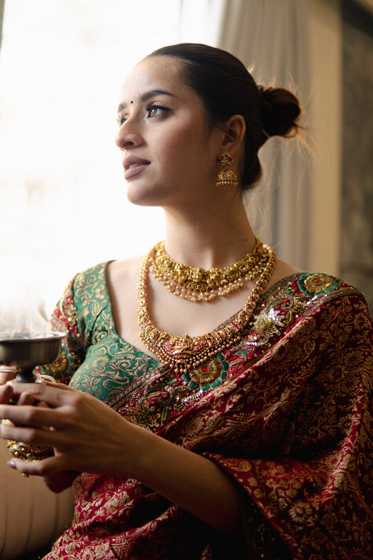 Vyoma Antique Temple Necklace Set