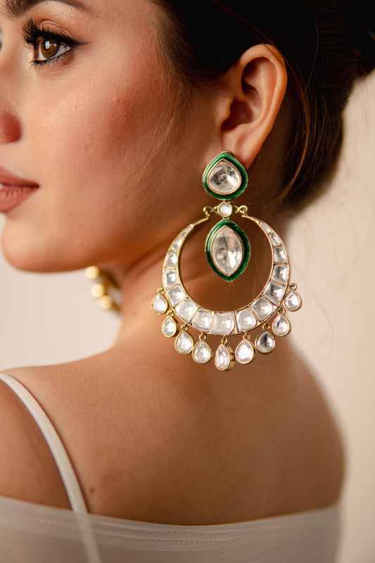 Ruhani Chandbali Mirror Earrings