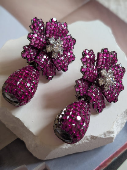 Zahira Garnet Bloom Earrings