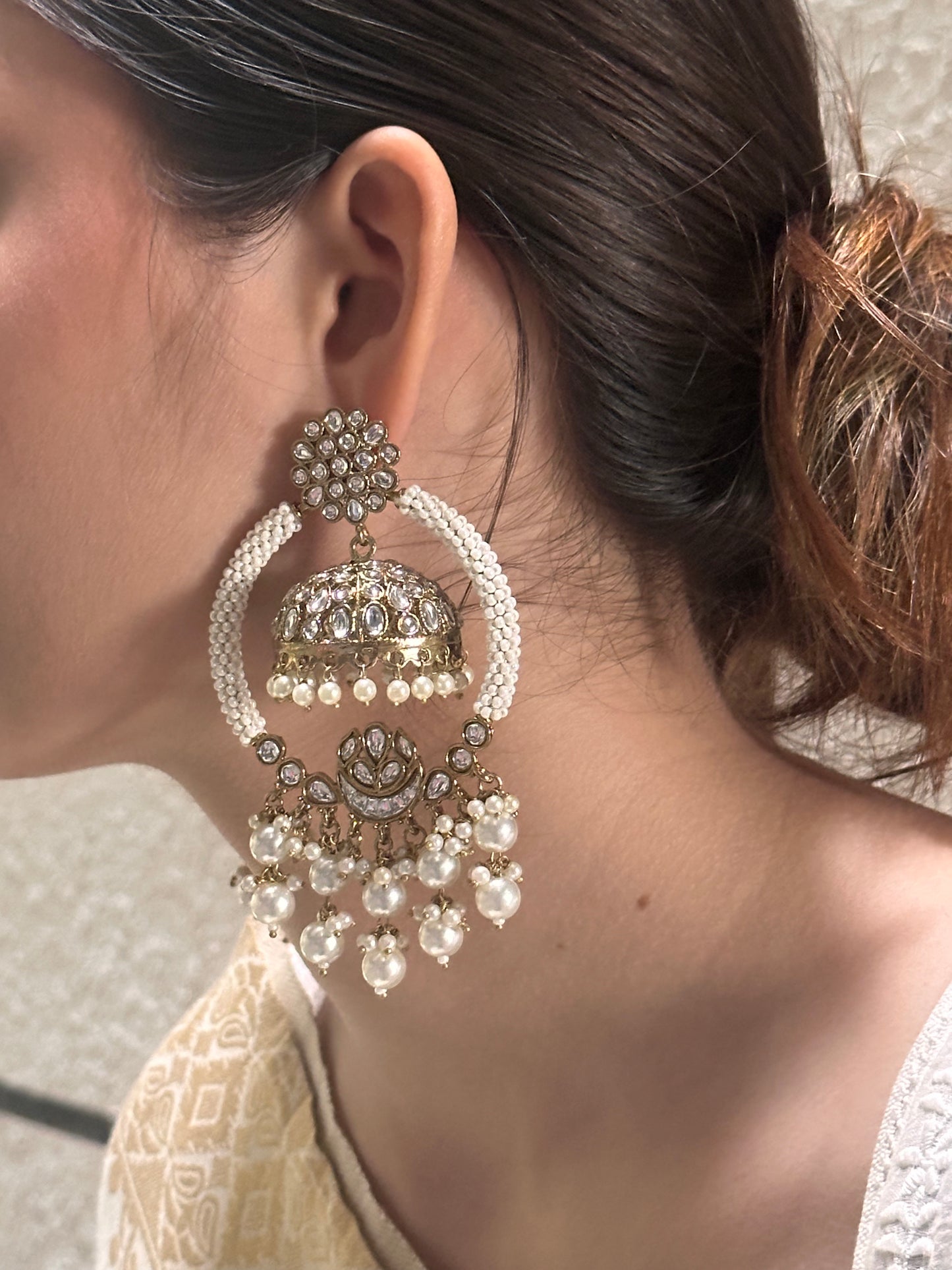 Sky Polki Jhumka Earrings