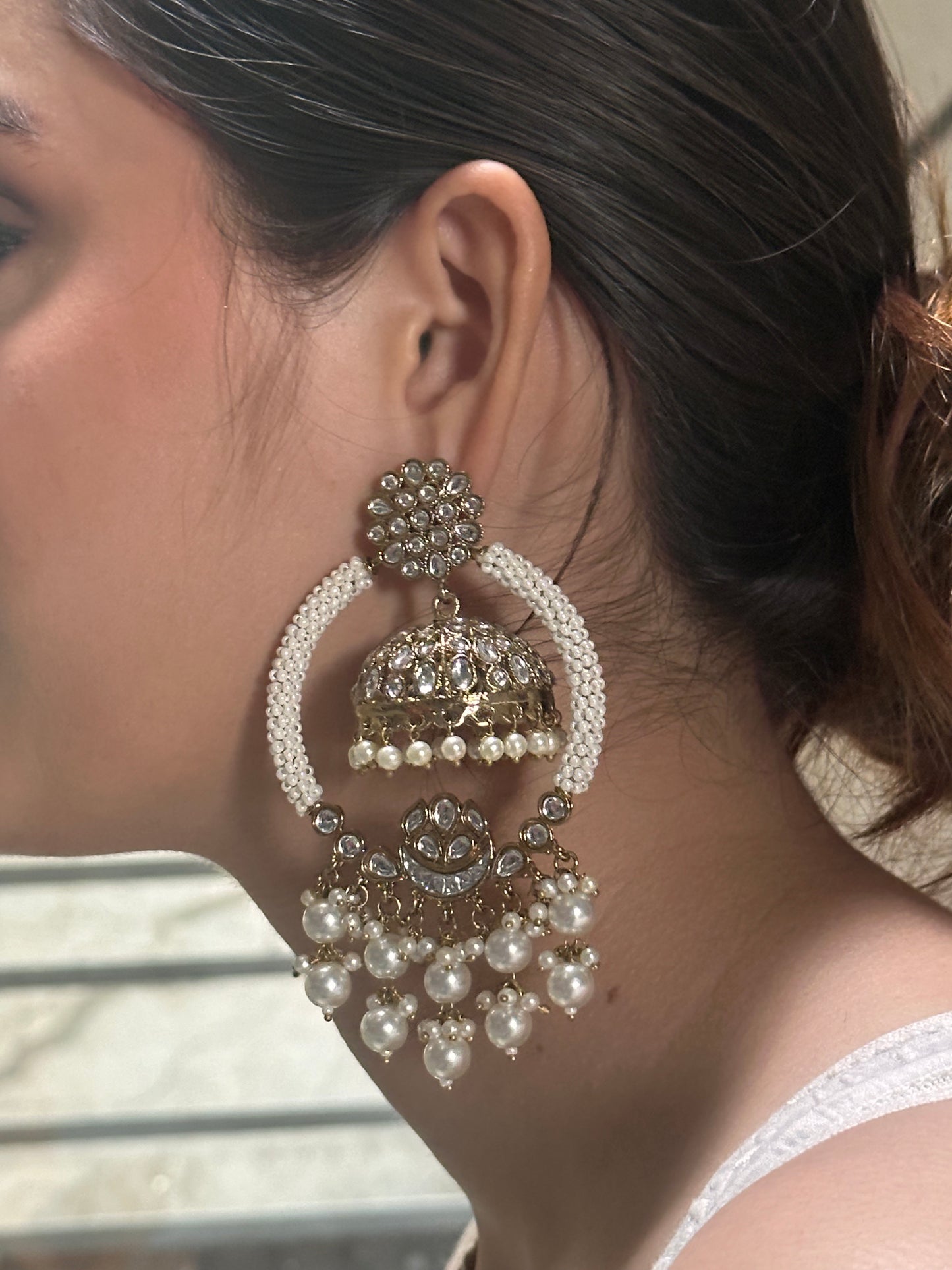 Sky Polki Jhumka Earrings