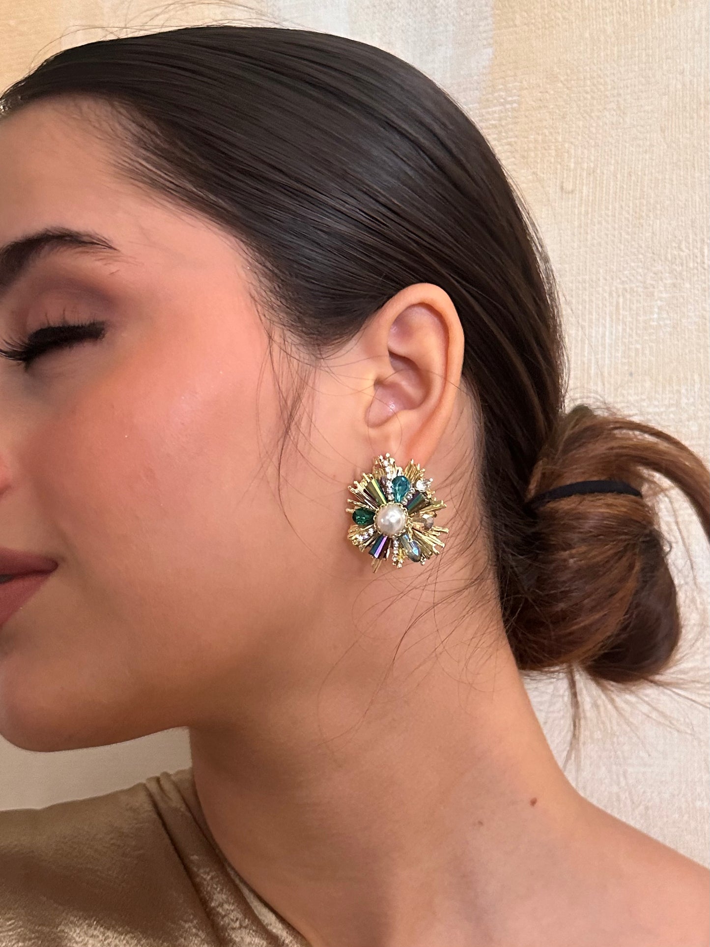 Iris Emerald Bloom Studs