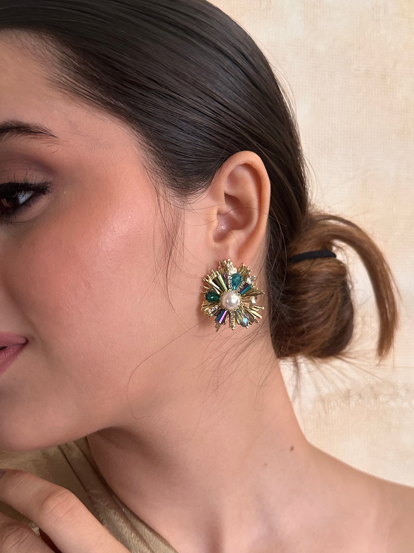 Iris Emerald Bloom Studs