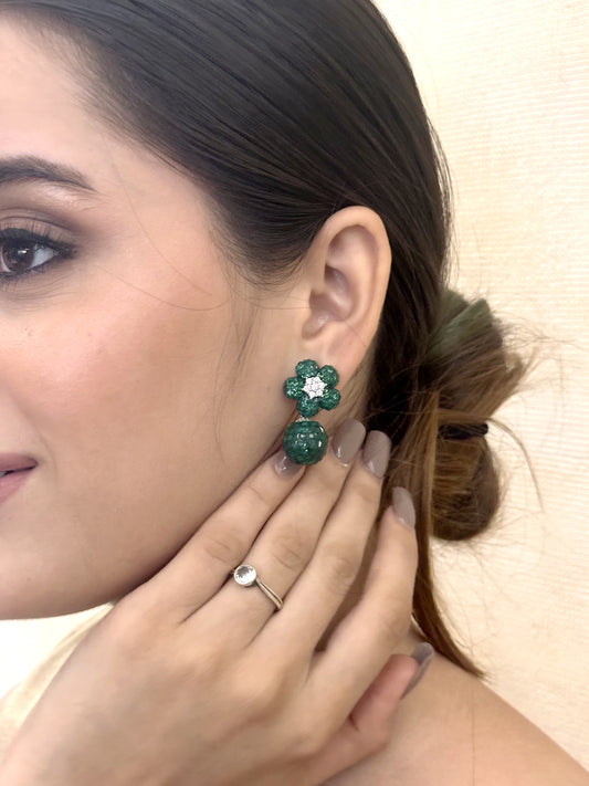 Emerald Bloom Drop Earrings