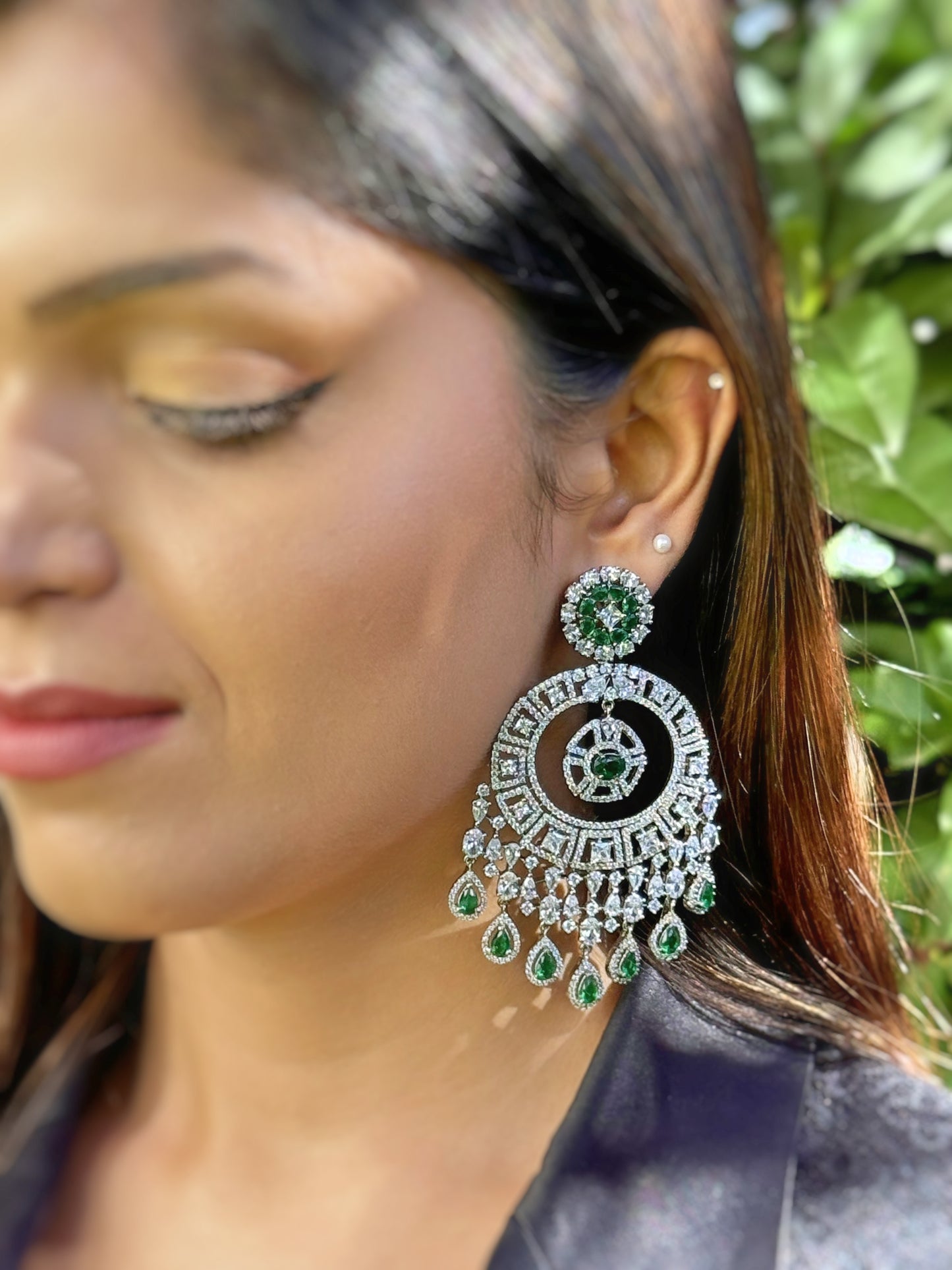 Eshna Emerald Chandbali Earrings