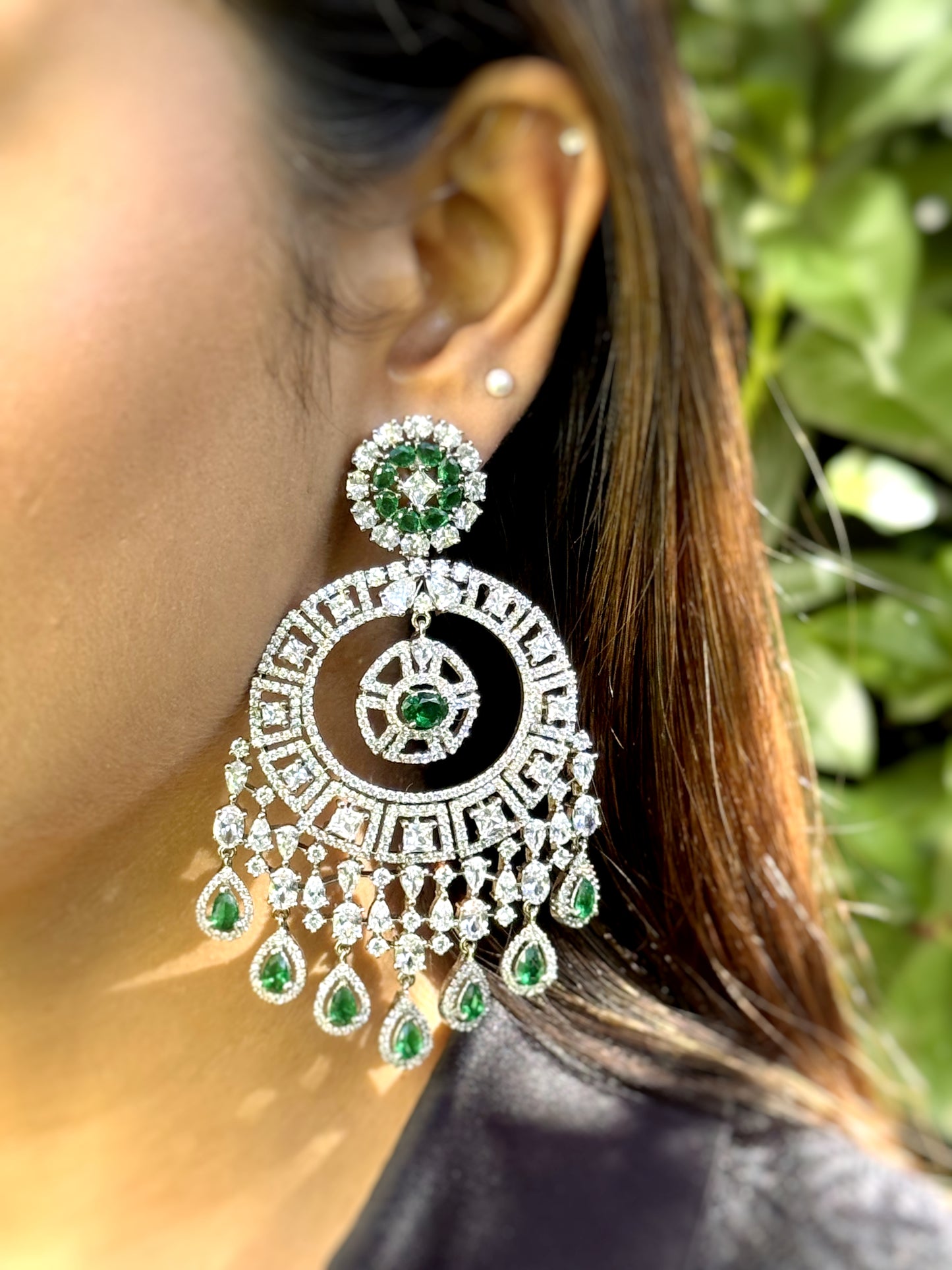 Eshna Emerald Chandbali Earrings