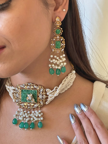 Anaya Pearl & Emerald Choker Set