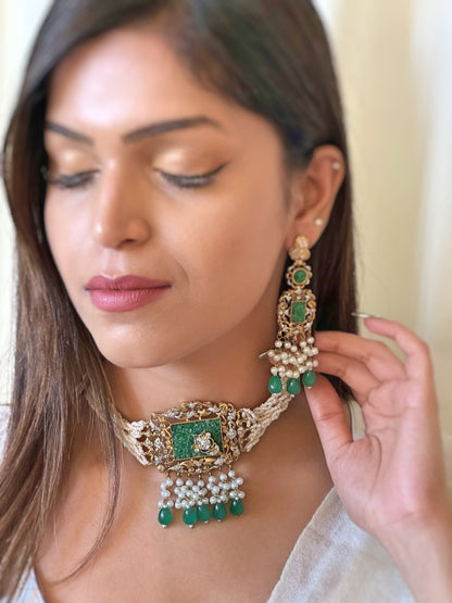 Anaya Pearl & Emerald Choker Set