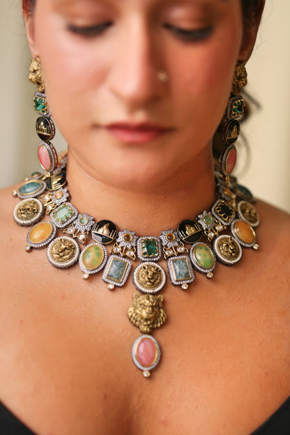 Indian Heritage Semi Precious Gem Necklace Set