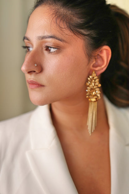 Opulent Grace Golden Dangler Earrings