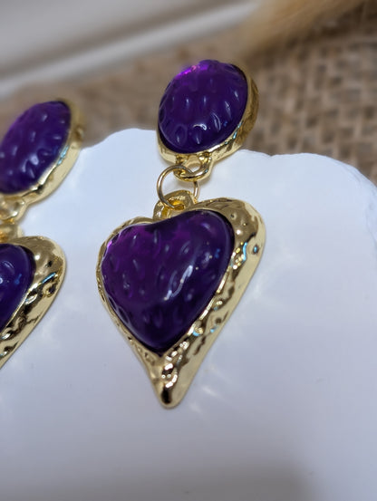 Zariah Amethyst Heart Earrings