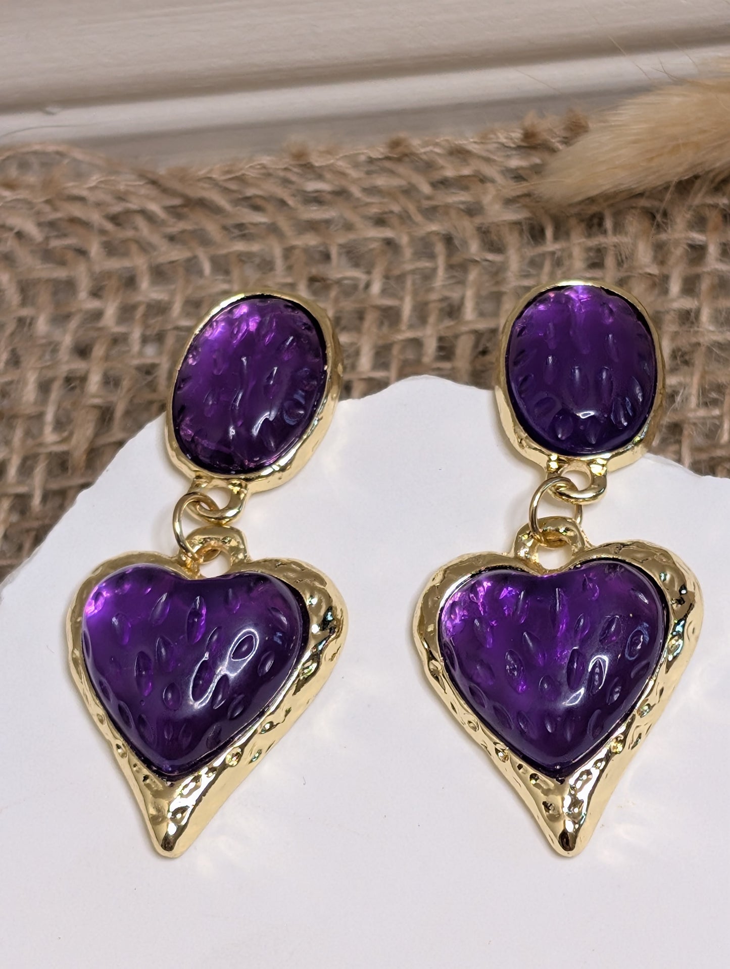 Zariah Amethyst Heart Earrings