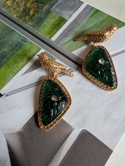 Mirabelle Emerald Songbird Earrings