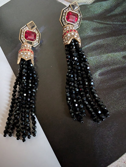 Midnight Cascade Tassel Earrings