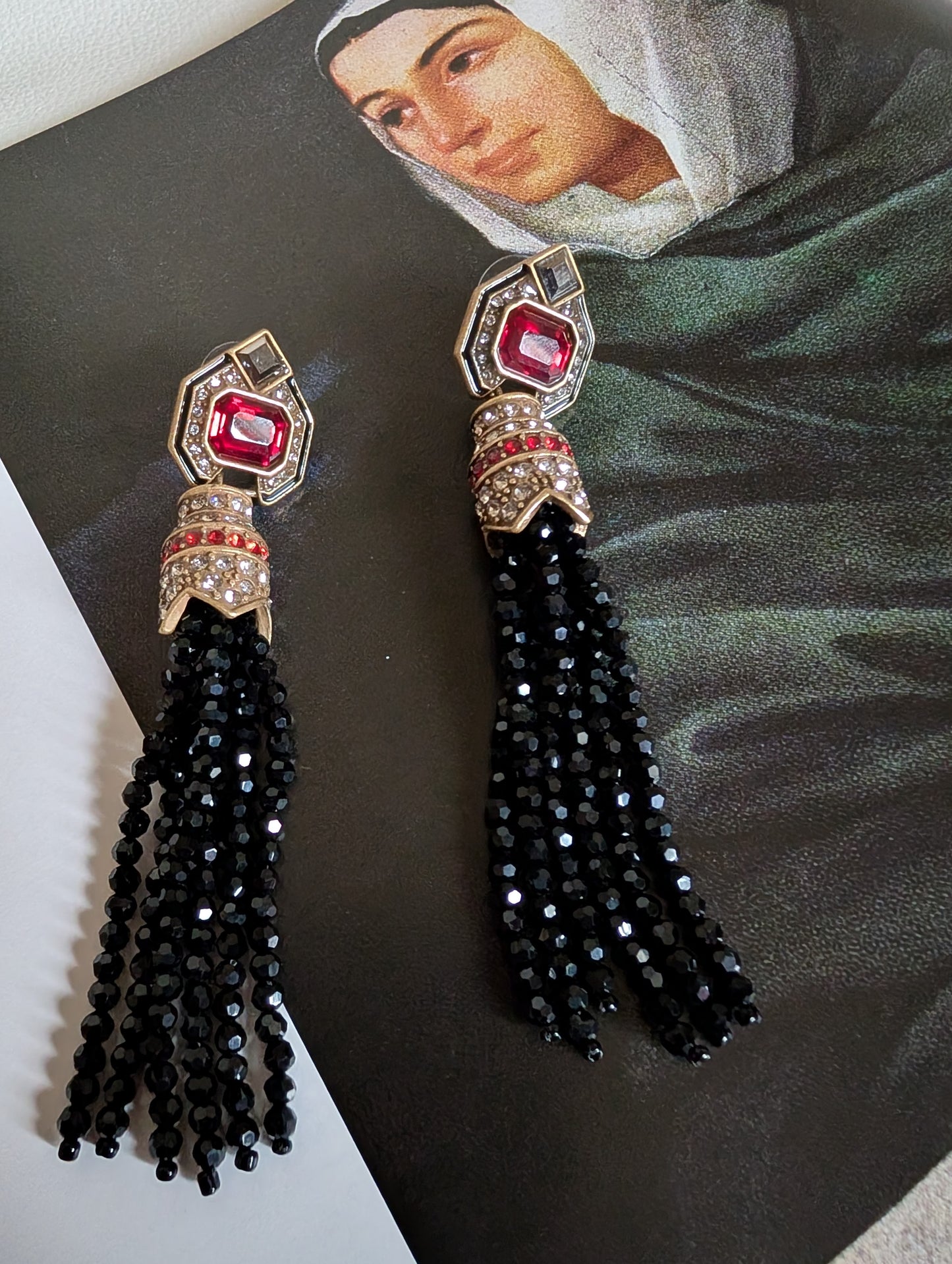 Midnight Cascade Tassel Earrings
